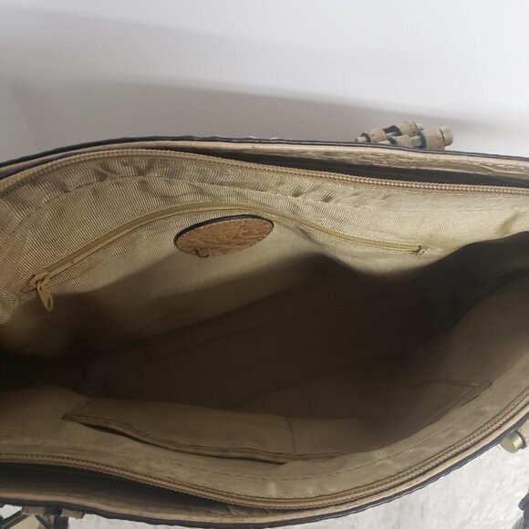 Etienne Aigner Tan Croc Embossed Leather Shoulder Tote Bag - Picture 10 of 16